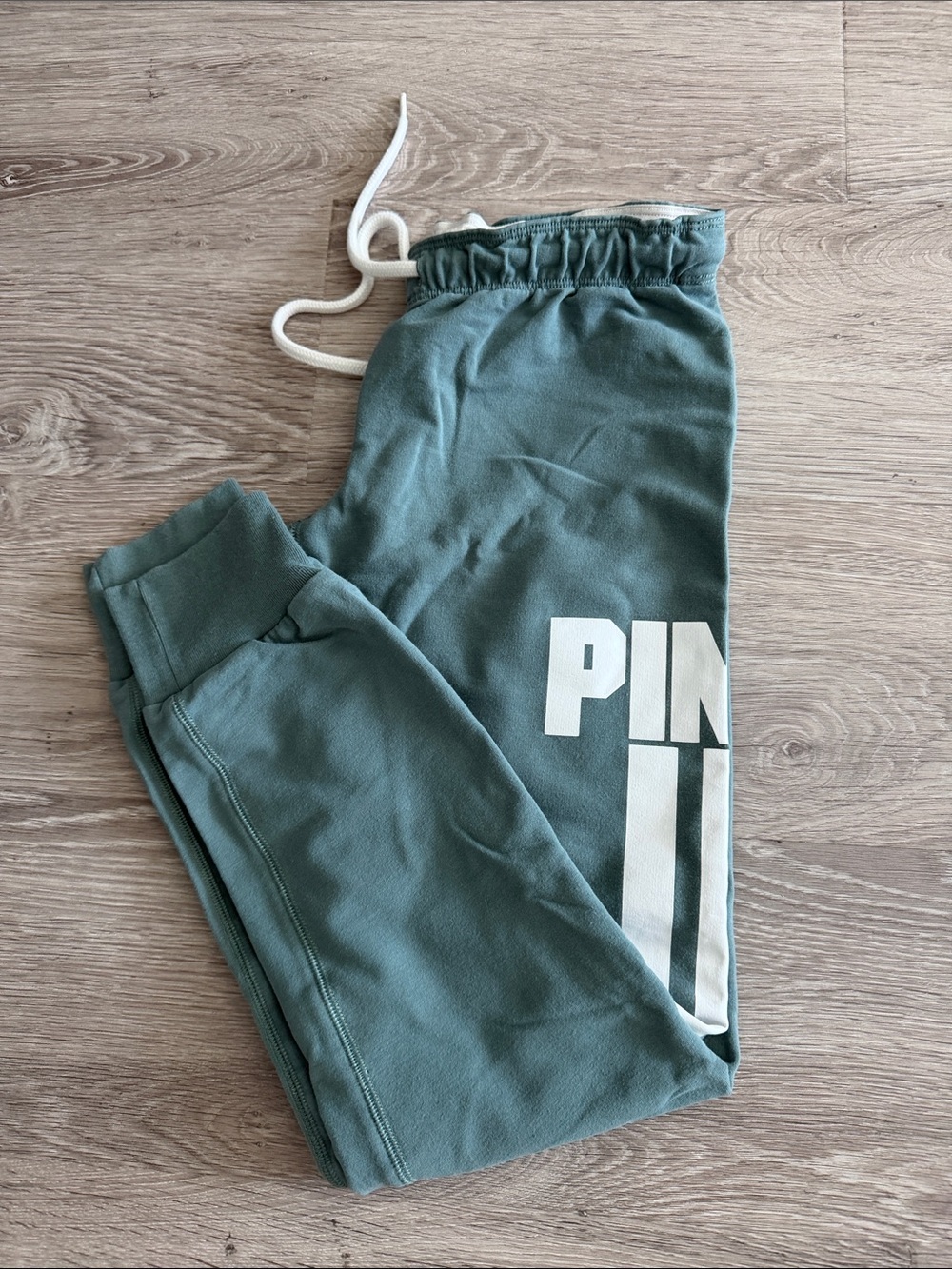 PINK Victoria's Secret Green Jogger Sweatpants with White Side Stripes - Picture 5 of 5